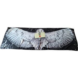 Harry Potter Black and White Hogwarts Scarf with Bold Owl Design